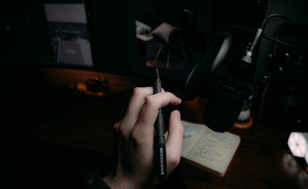 mystery writer at desk