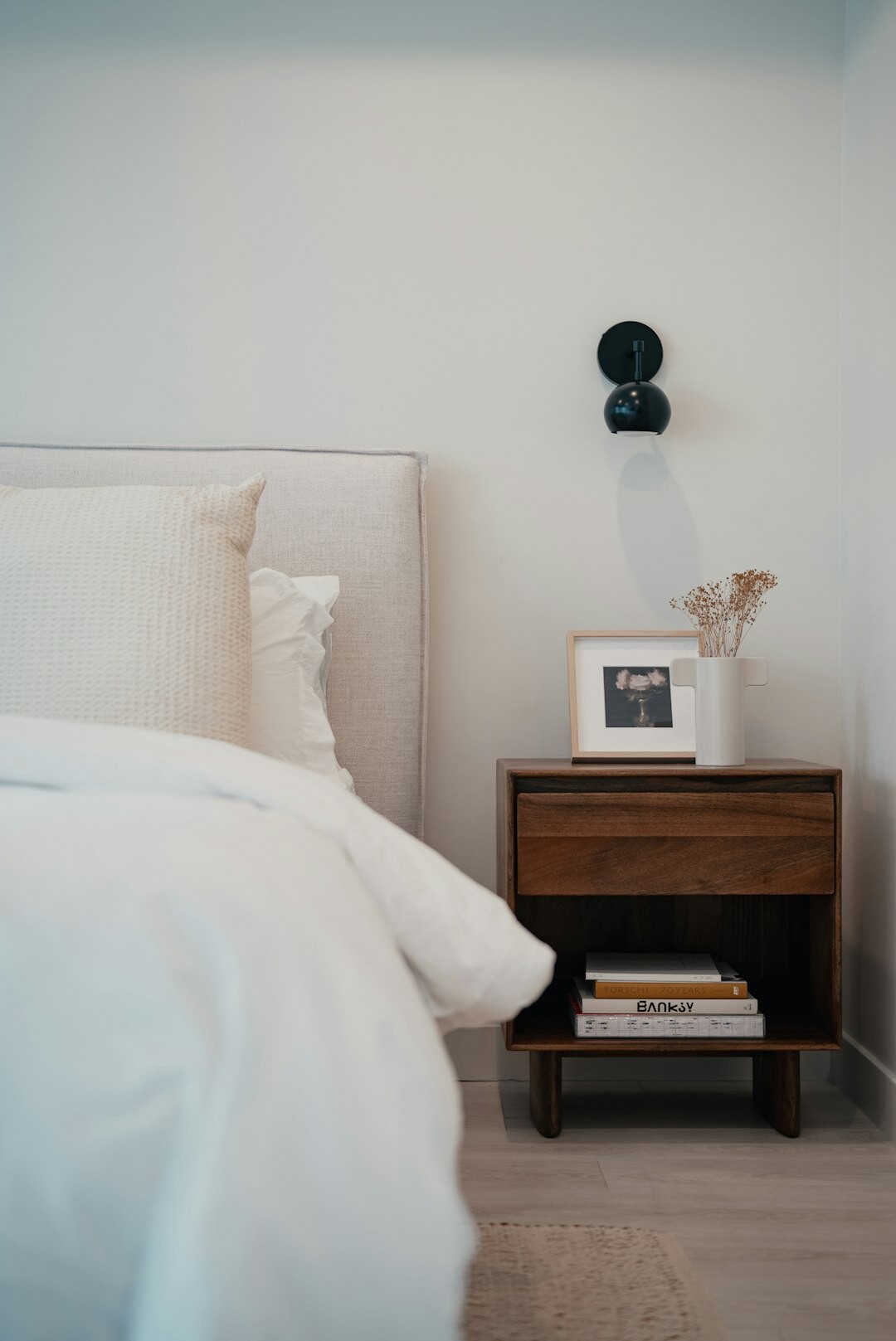 suspenseful book on nightstand